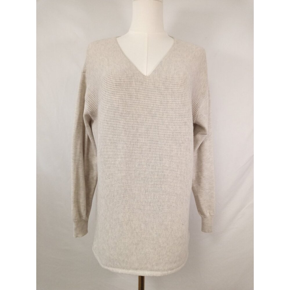 Ella Moss Women's Beige V-Neck Sweater Size Large